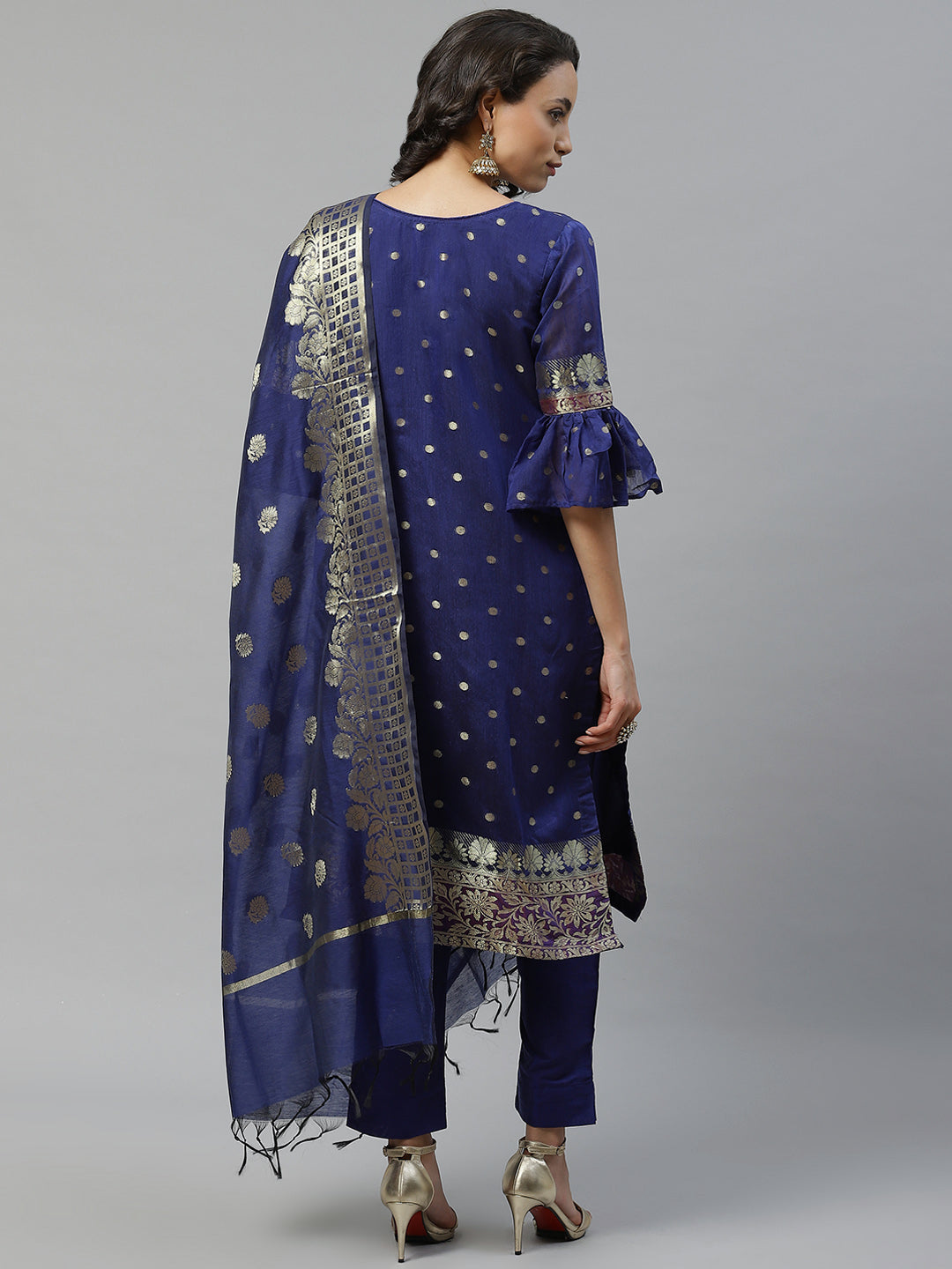 Unstitched Banarasi Handloom Dress Material Set & Zari Woven Dupatta