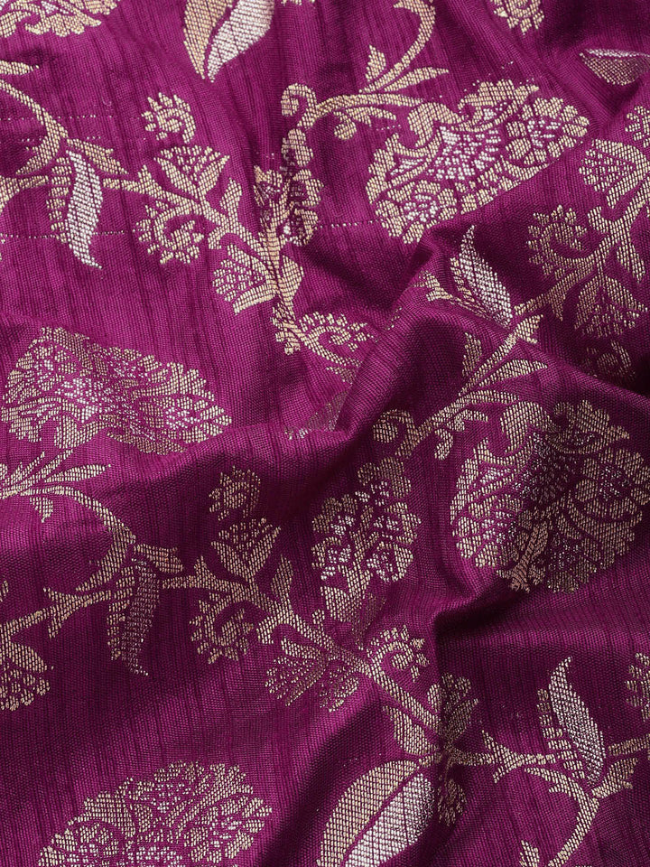 Burgundy Paisley Ethnic Motifs Zari Handloom Jute Silk Saree
