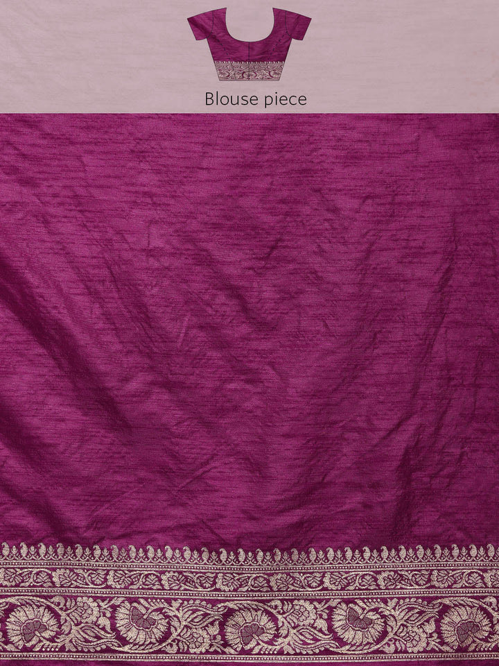 Burgundy Paisley Ethnic Motifs Zari Handloom Jute Silk Saree
