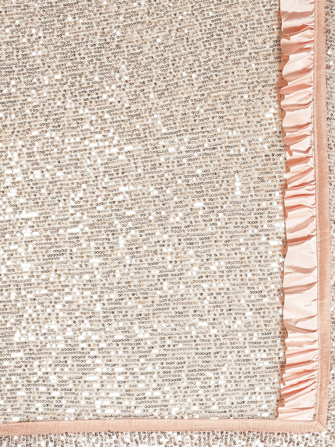 Bling Lycra Rose Gold Saree with Festive Layering & Sequence Embroidery Patchwork
