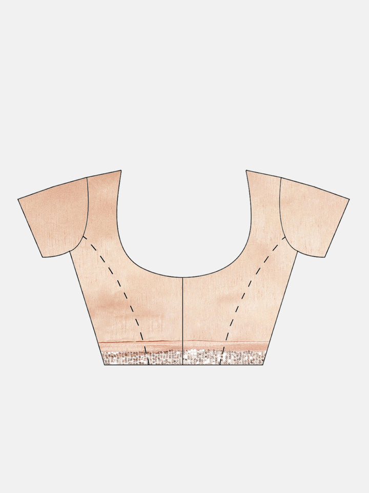 Bling Lycra Rose Gold Saree with Festive Layering & Sequence Embroidery Patchwork