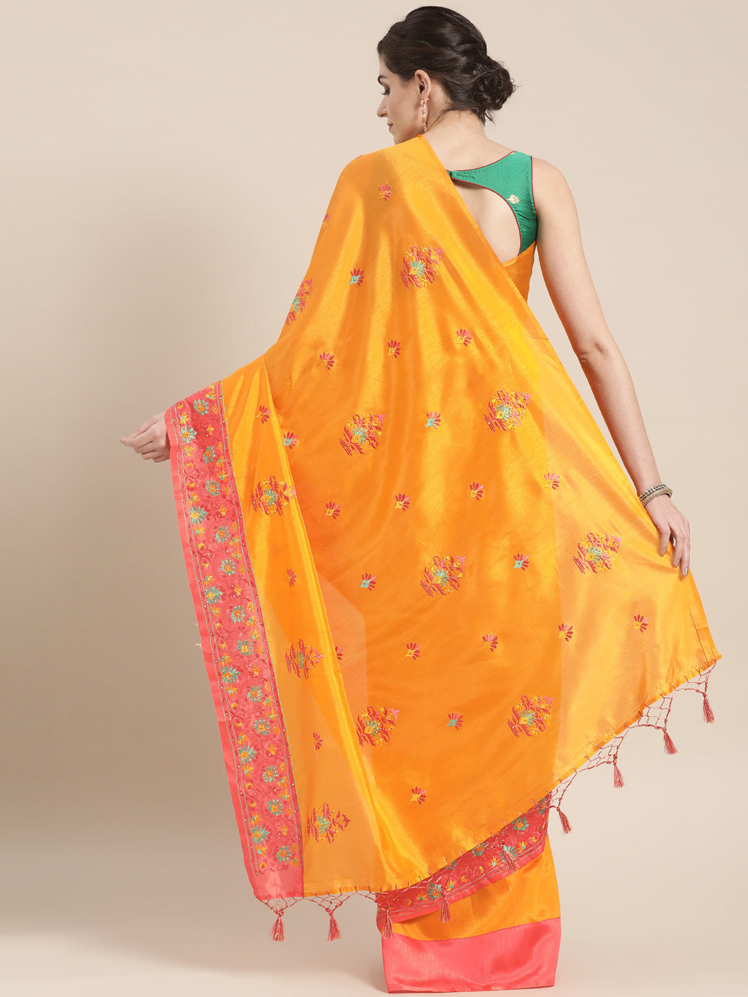 Tussar Banarasi Silk saree with Kantha Embroidery