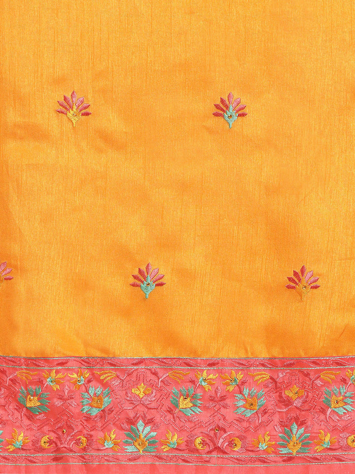 Tussar Banarasi Silk saree with Kantha Embroidery