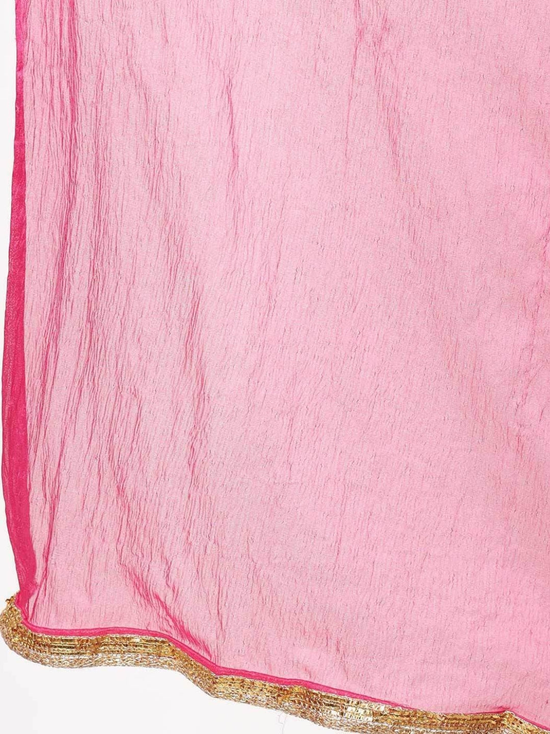 Magenta Pink Foil Printed Kurta Sharara Set With Solid Dupatta
