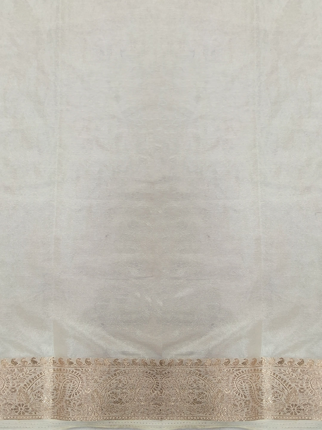Off White Banarasi Silk Saree with Zari Paisley Border and Floral Booti Weave