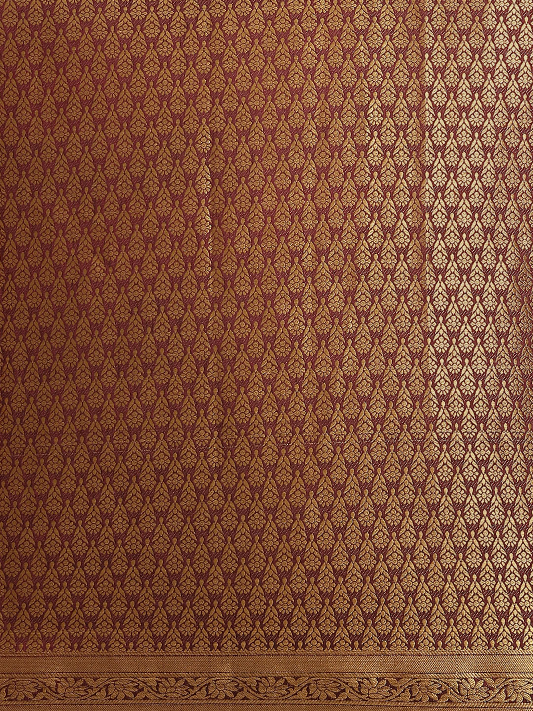 Kanjeevaram Dupion Silk Saree with Gold Zari Weaving in Contrast Paisley Pattern Border