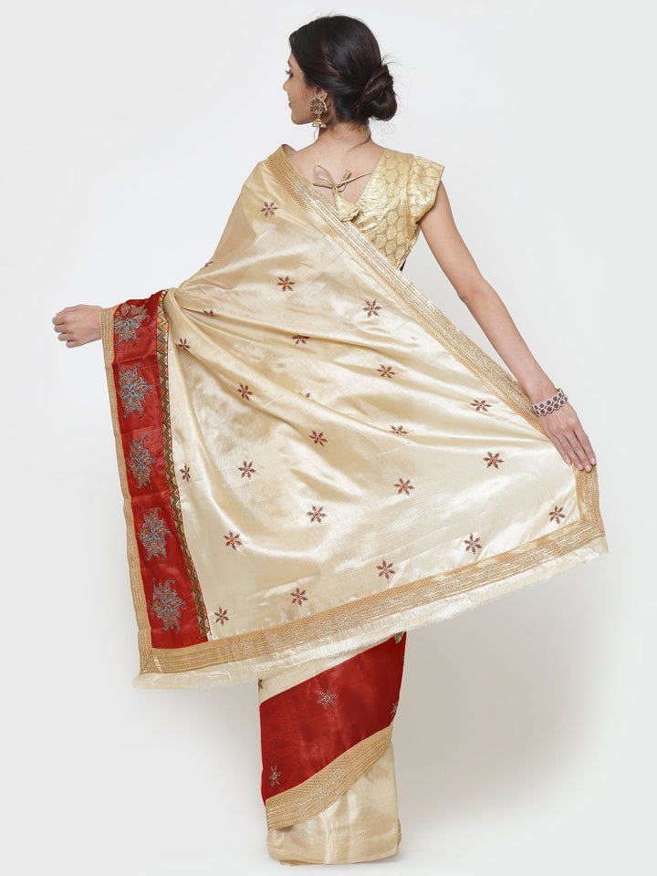Chanderi Silk saree with Resham Embroidered Floral pattern