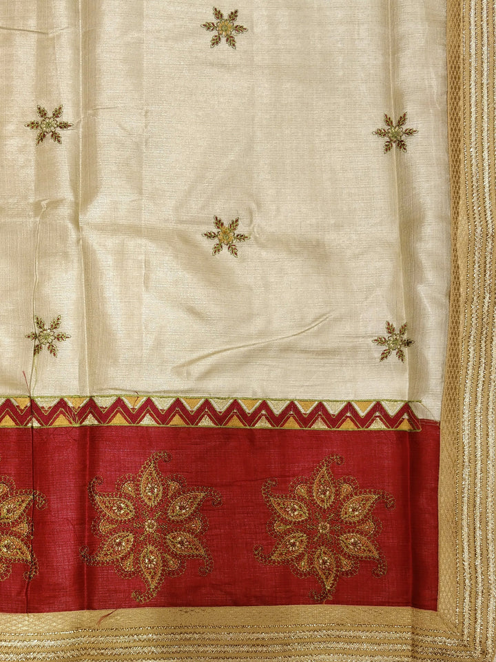 Chanderi Silk saree with Resham Embroidered Floral pattern