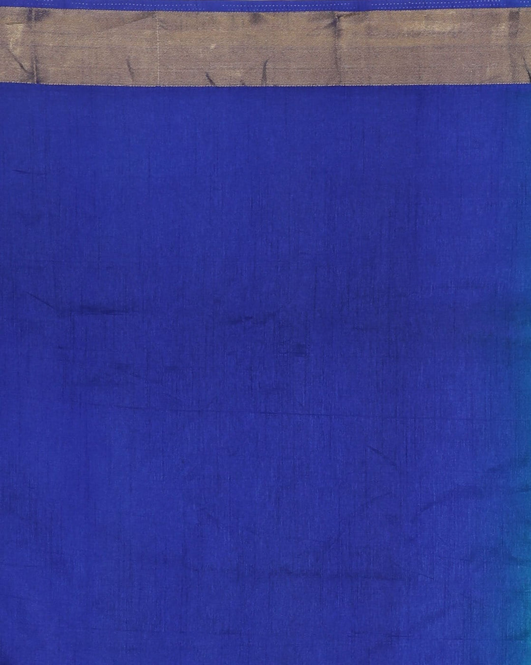 Banarasi Handloom Saree With Ikat Inspired Floral Motifs With Gold Zari Contrast Border & Pallu, Attached Matching Blouse