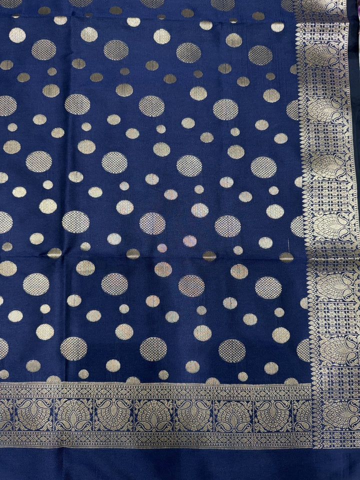 Banarasi Silk Colorblocked Dress Material with Floral Zari Woven Motifs & Jhalar Dupatta