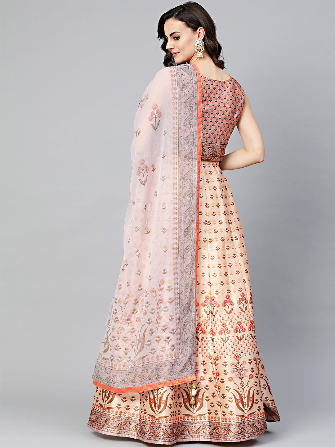 Digital Print Embellished Crop Top Lehenga Choli