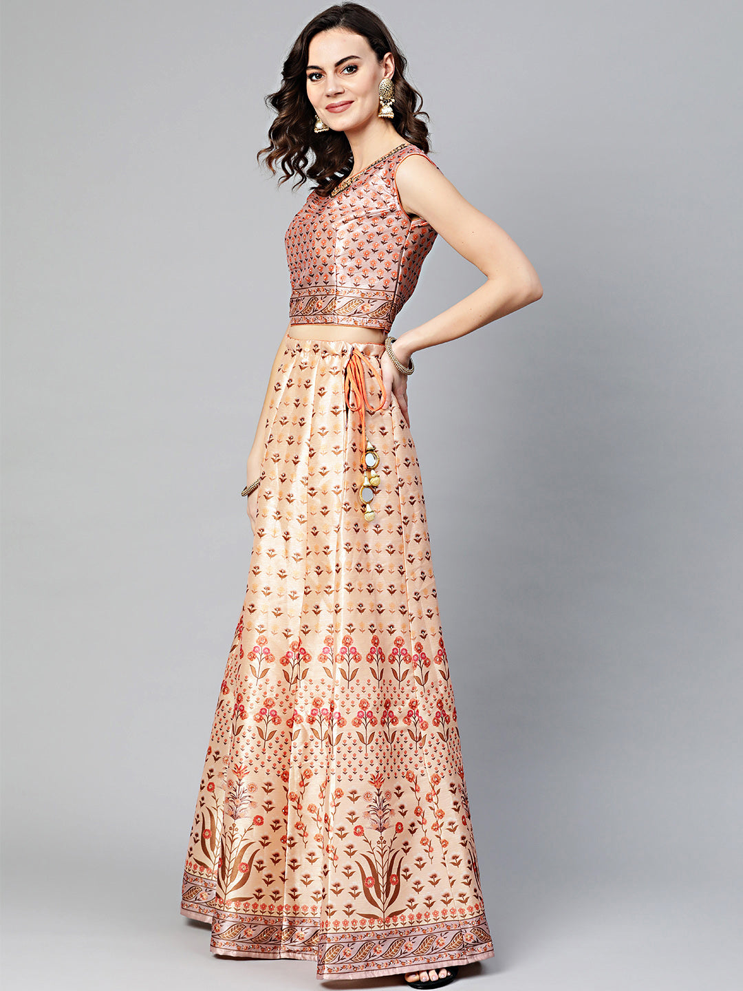 Digital Print Embellished Crop Top Lehenga Choli