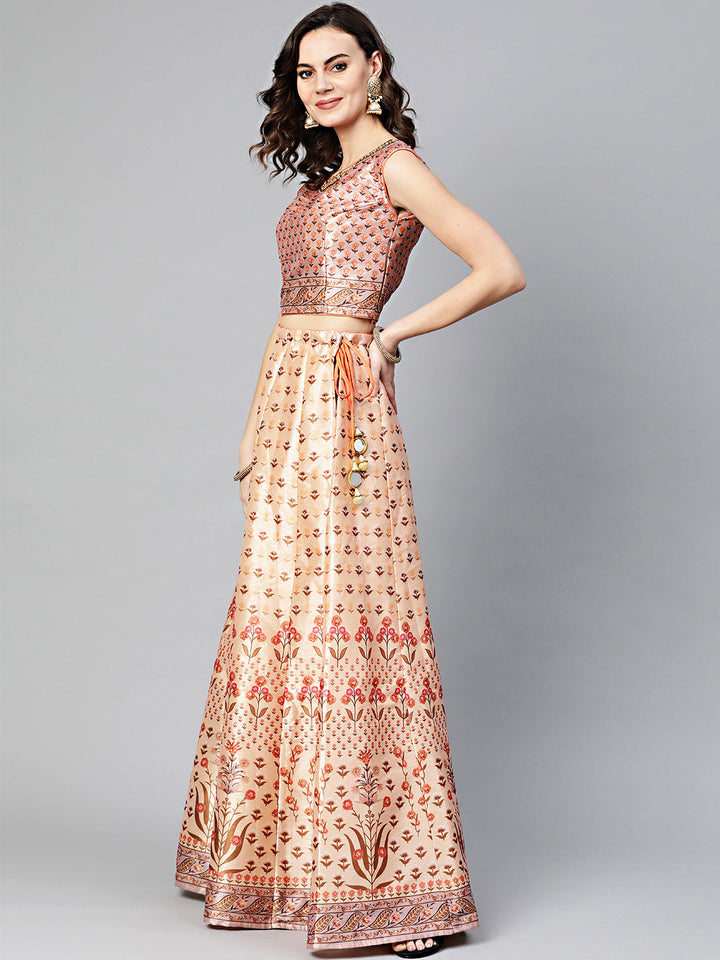 Digital Print Embellished Crop Top Lehenga Choli