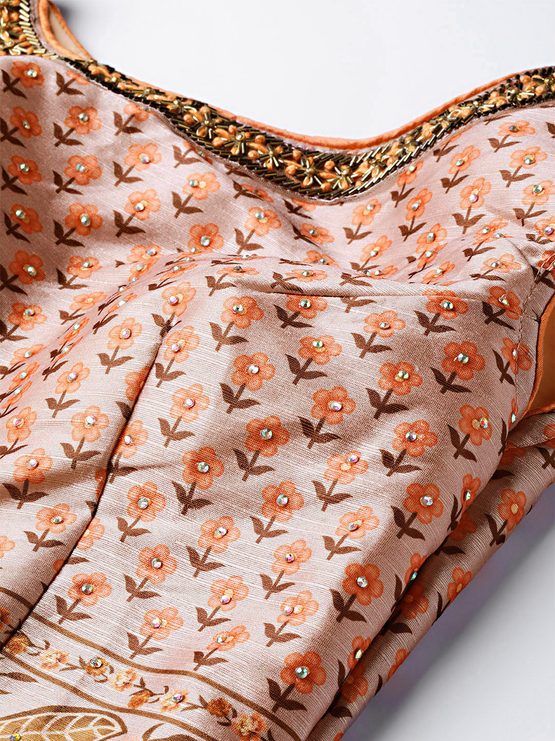 Digital Print Embellished Crop Top Lehenga Choli