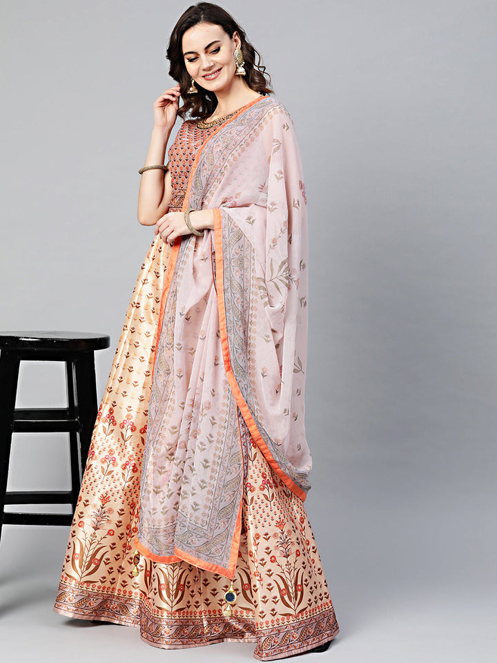 Digital Print Embellished Crop Top Lehenga Choli