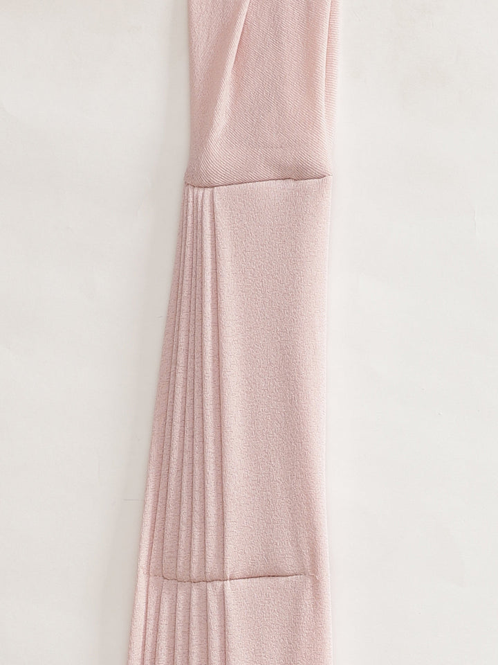 Pastel Pink Ruffles Pre-Draped Lycra Saree with Frills and Crystal Embellished Blouse