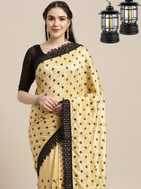 Textured Silk Saree with Resham Embroidery and Chantilly Lace Border