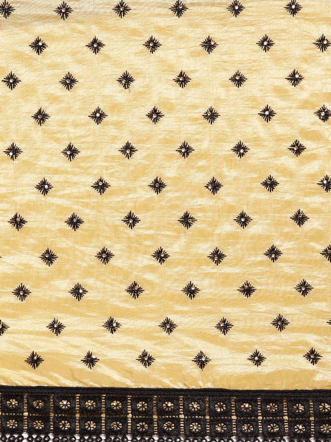 Textured Silk Saree with Resham Embroidery and Chantilly Lace Border
