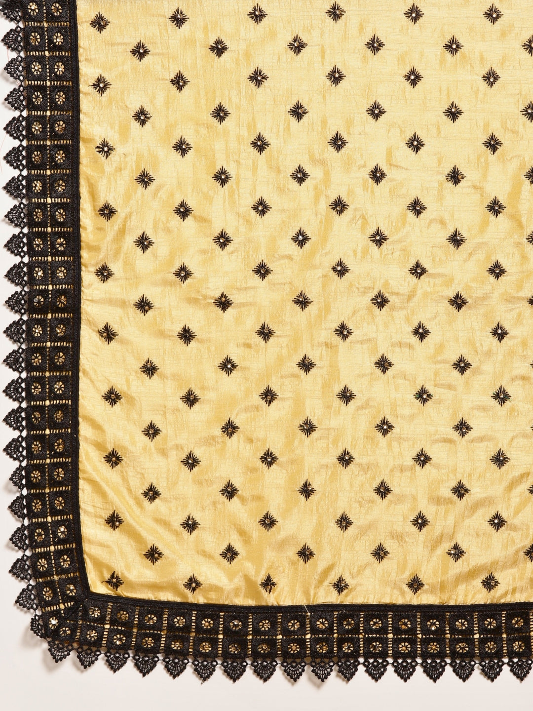 Textured Silk Saree with Resham Embroidery and Chantilly Lace Border