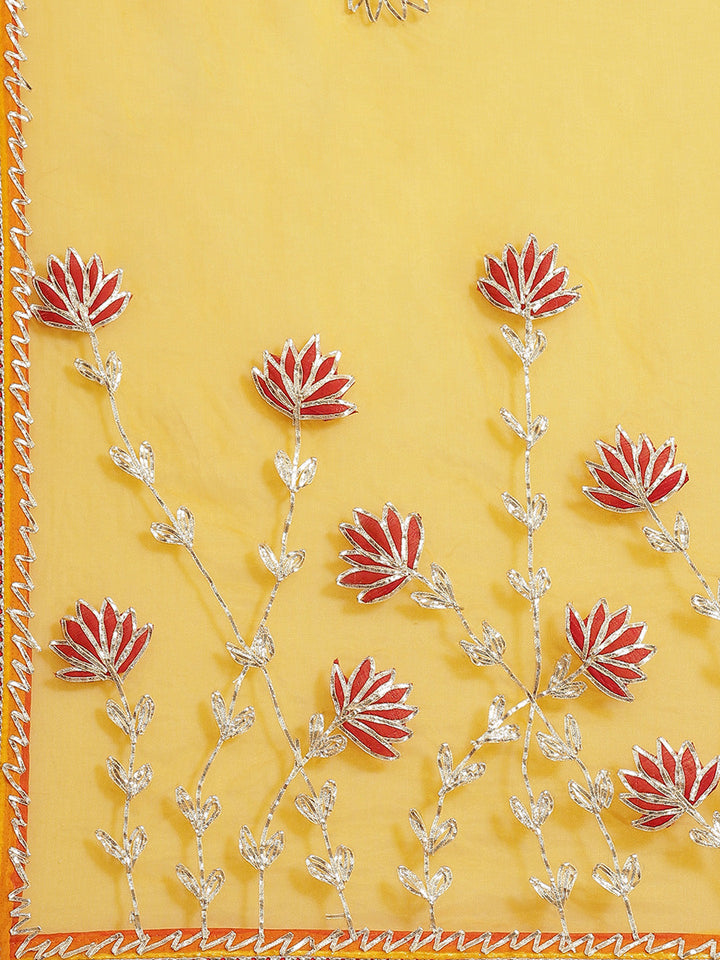 Jaipuri Saree with Gota Patti, Resham Embroidery & Contrast Blouse