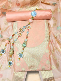 Chhabra 555 Banarasi Tissue Pastel Dress Material with Zari Weaving  & Jhallar Meenakari Dupatta