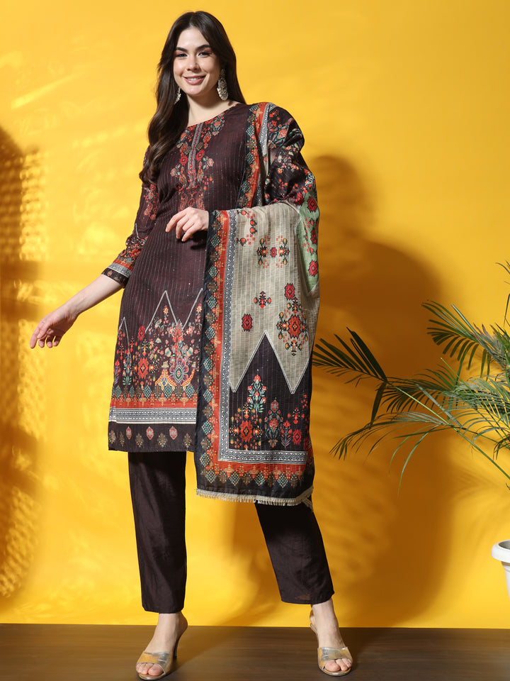 Abstract Floral Digital Print Kurta Pant Set