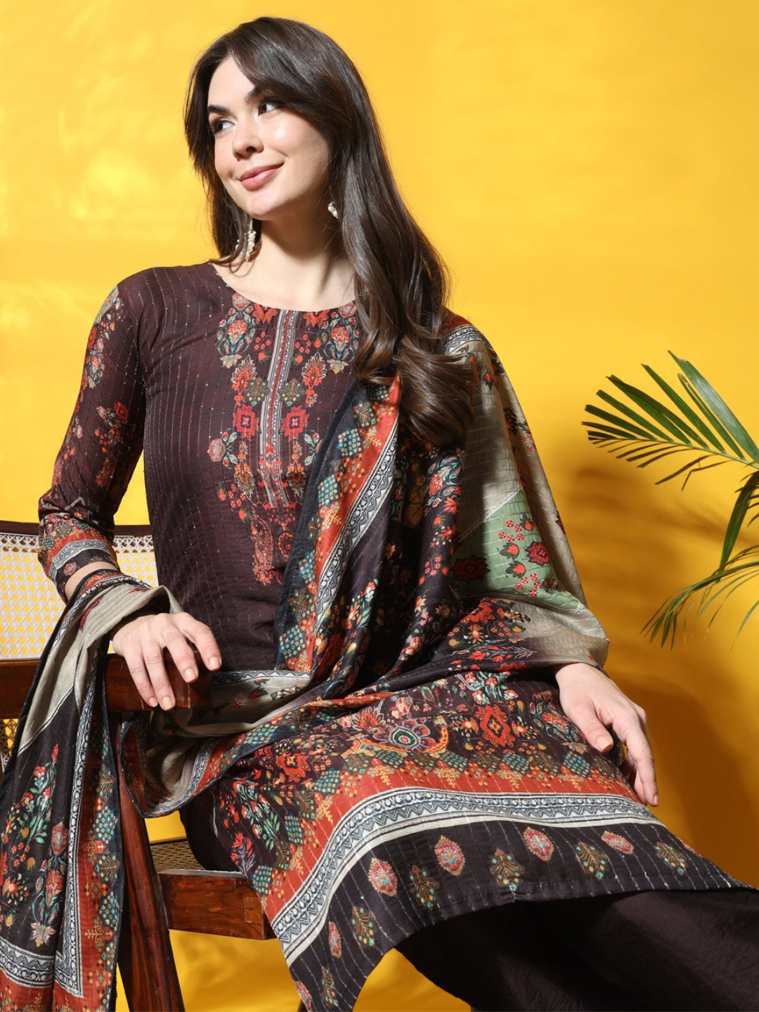 Abstract Floral Digital Print Kurta Pant Set