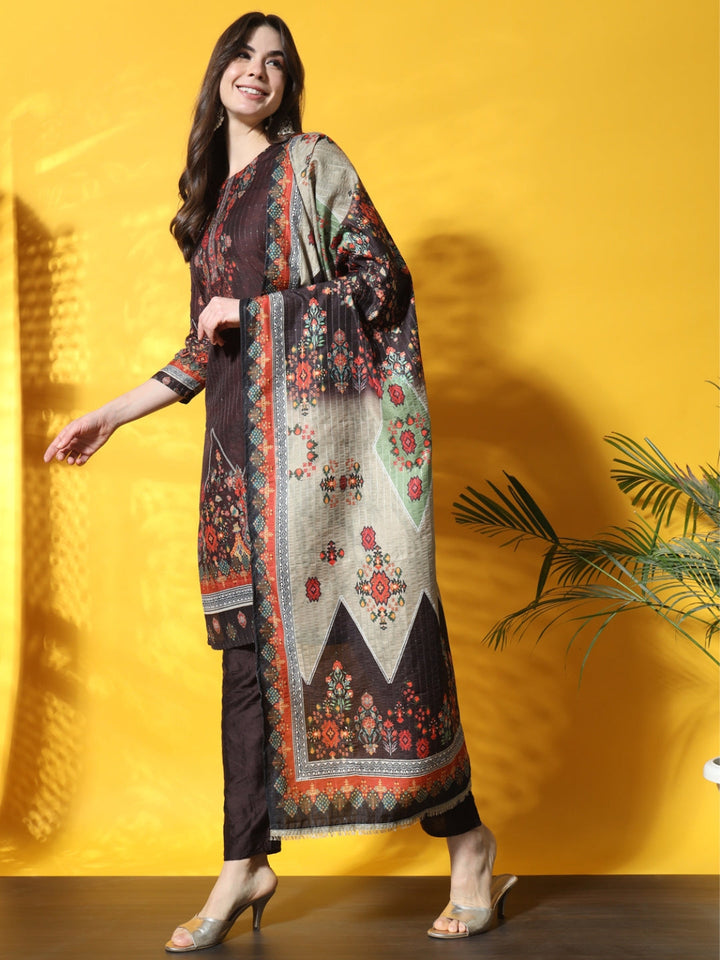 Abstract Floral Digital Print Kurta Pant Set