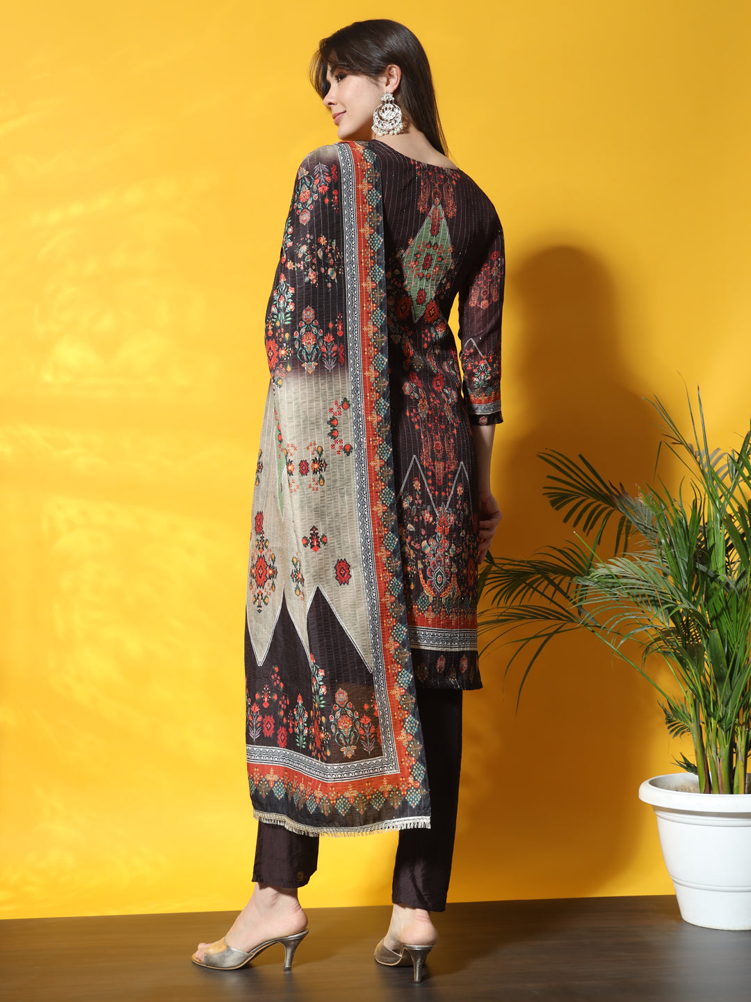 Abstract Floral Digital Print Kurta Pant Set