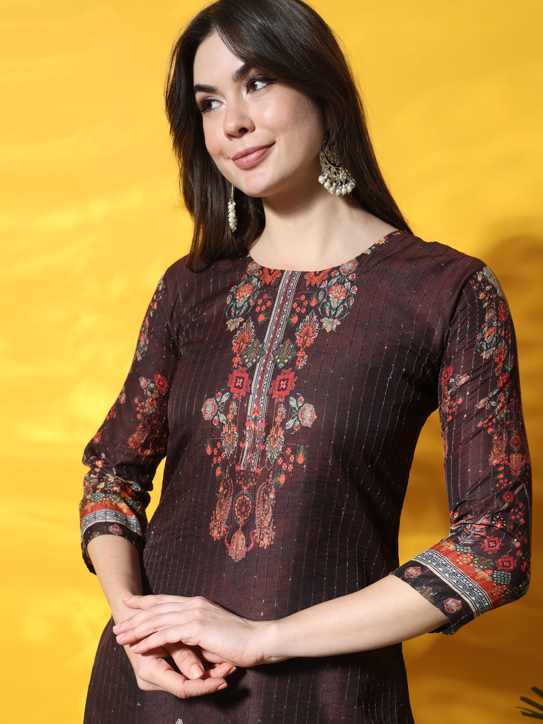 Abstract Floral Digital Print Kurta Pant Set