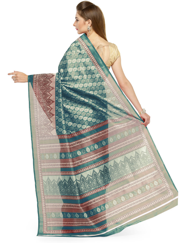 Green Printed Art Silk Saree