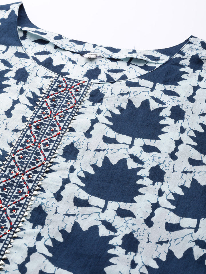 Cotton Batik Print Kurta Set with Bandhani Dupatta