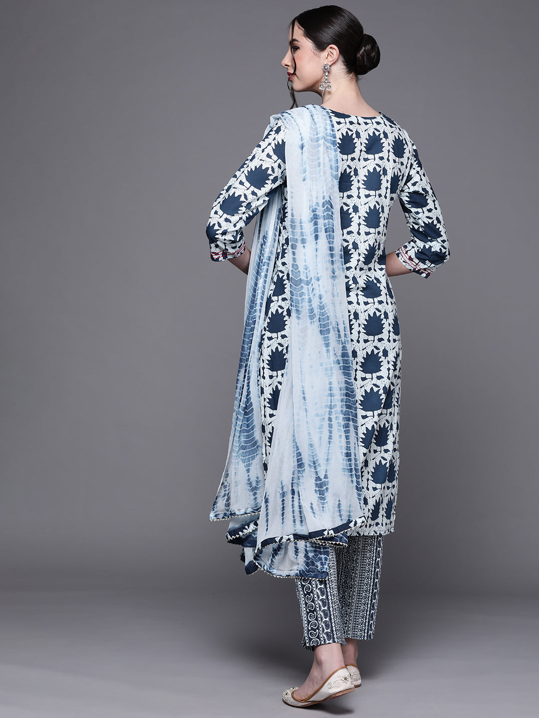 Cotton Batik Print Kurta Set with Bandhani Dupatta