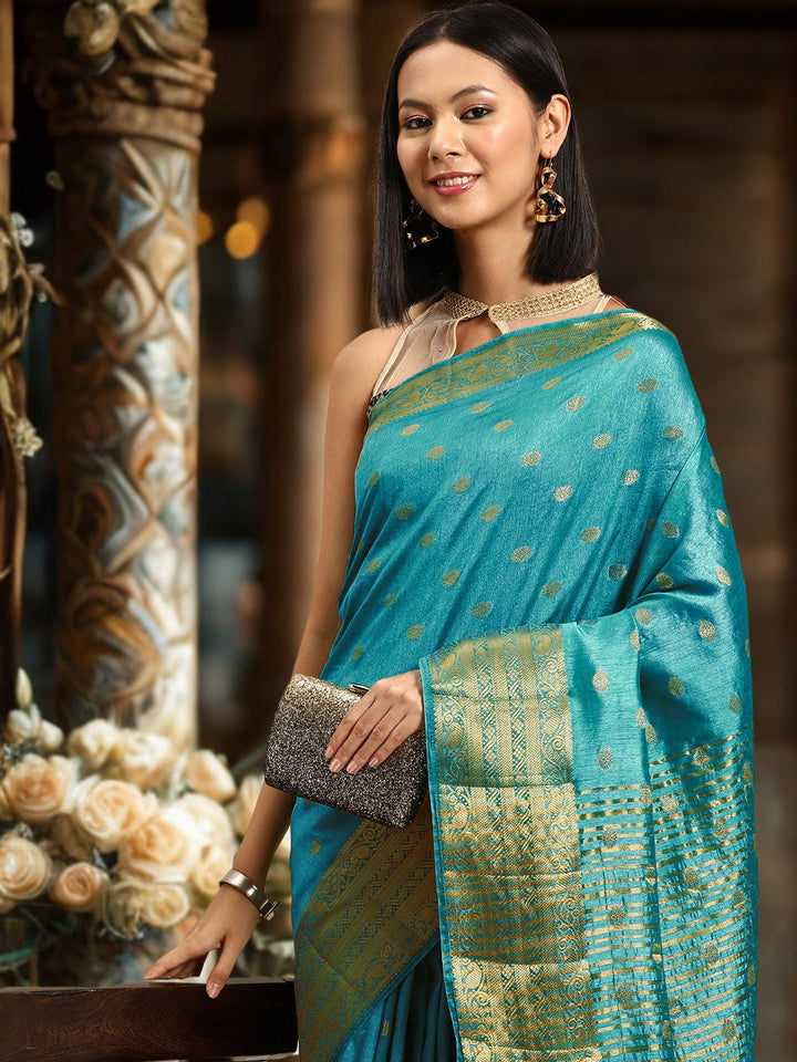 Zari Woven Ethnic Border Mysore Silk Handloom Saree with Meenakari weaving