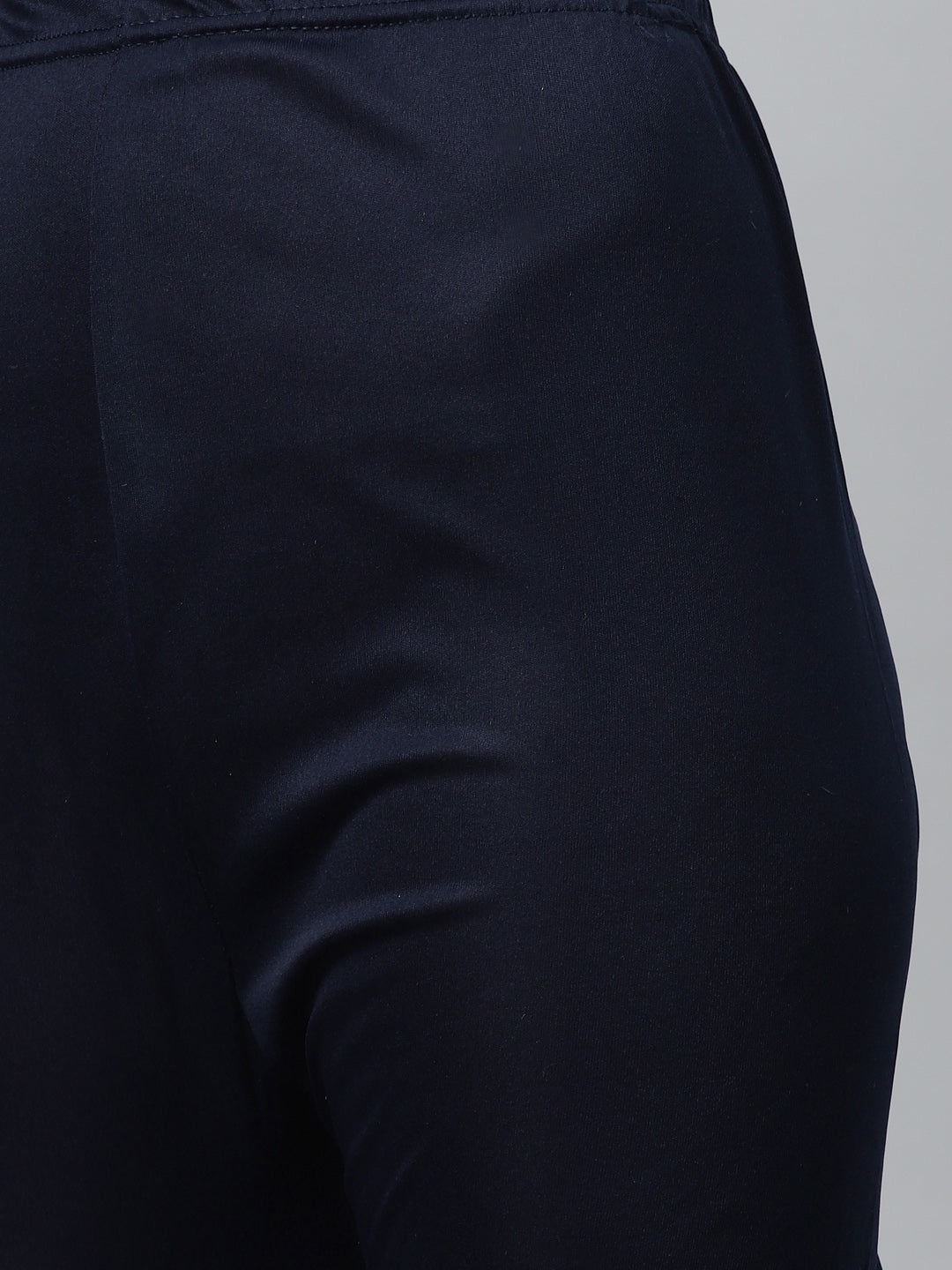 Made to Measure Navy Woven Embroidered Anarkali Set with Contrast Banarasi Dupatta