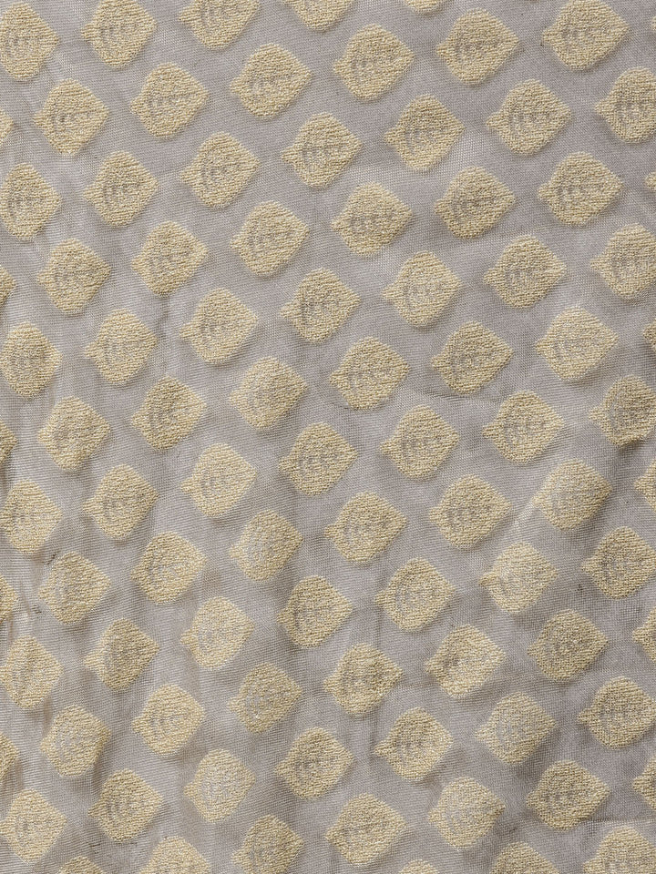 Made to Measure Navy Woven Embroidered Anarkali Set with Contrast Banarasi Dupatta