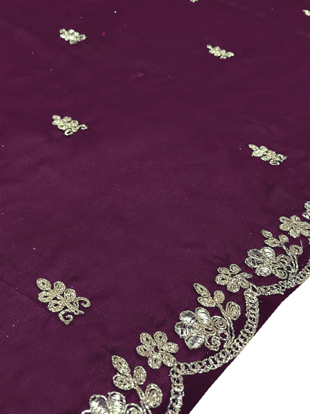 Purple Georgette Flared Lehanga Choli with Zari Embroidery