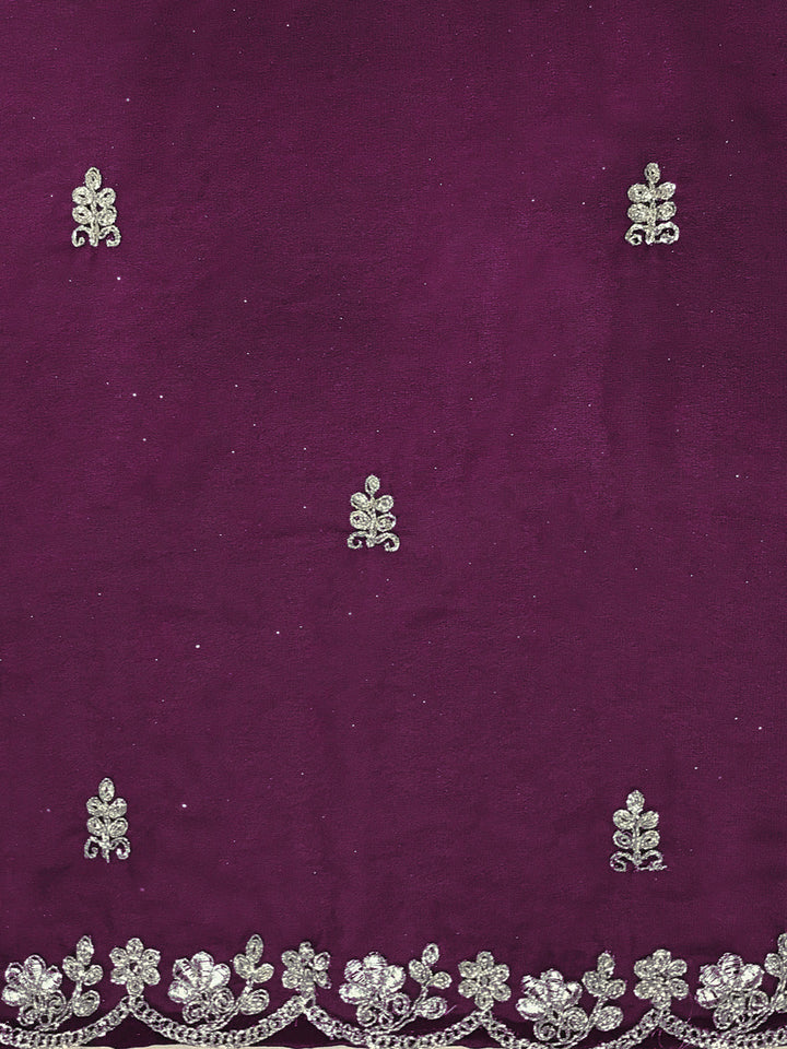 Purple Georgette Flared Lehanga Choli with Zari Embroidery