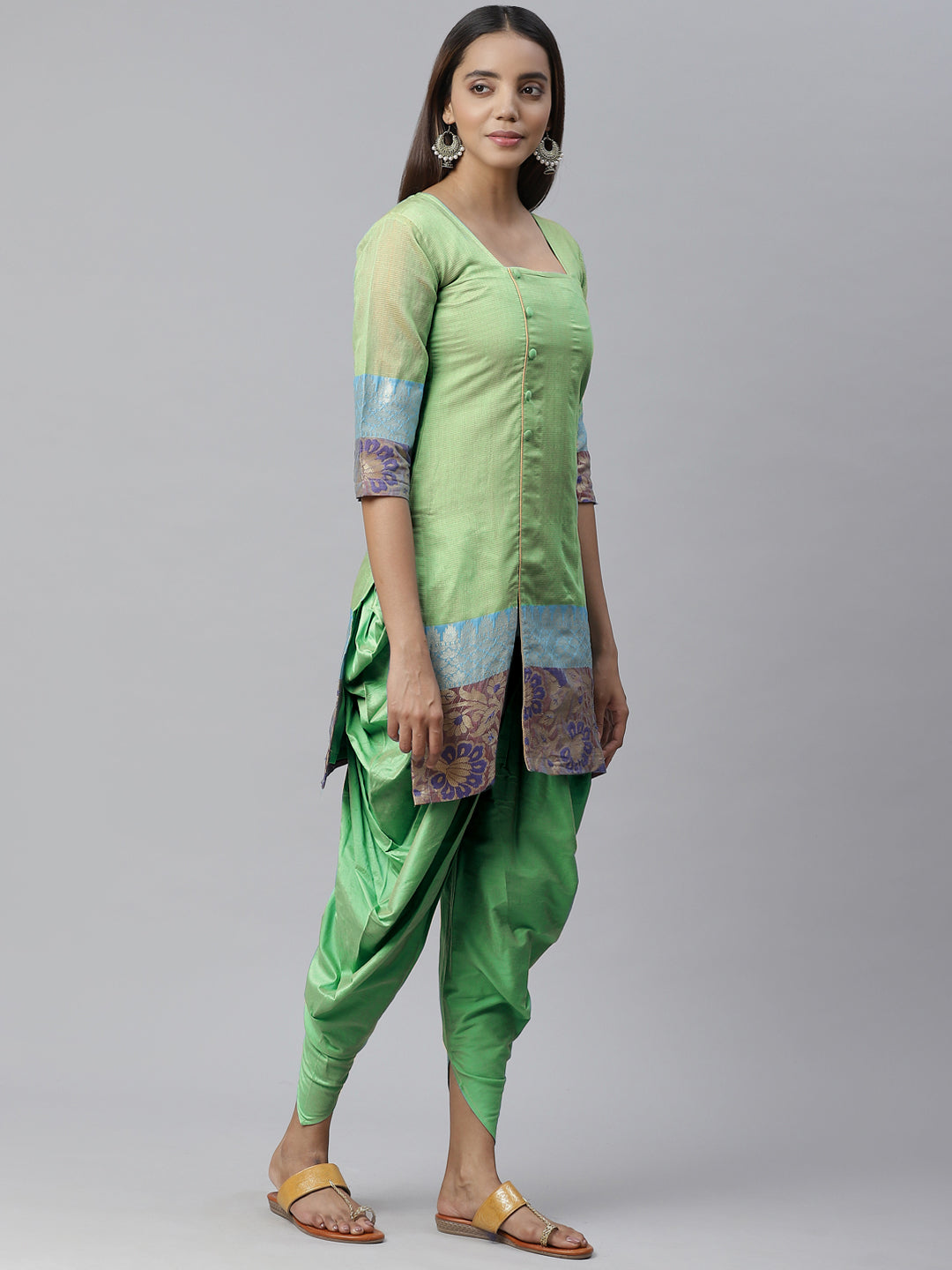 Banarasi Dress Material with Zari meenakari Stripe weaving and dupatta