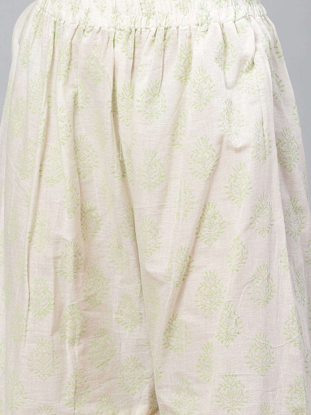 Pure Cotton Cambric Block Printing Dress Material with GottaPatti Embroidery & Sharara