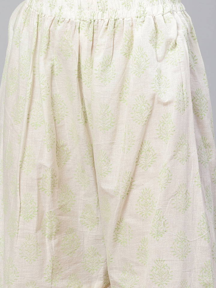 Pure Cotton Cambric Block Printing Dress Material with GottaPatti Embroidery & Sharara