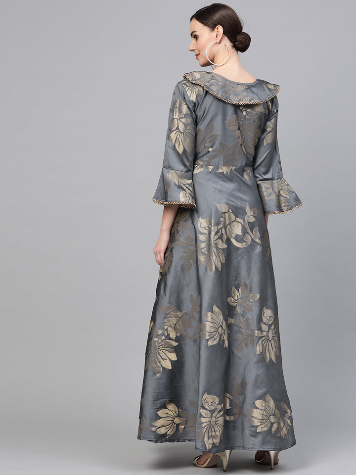 Anarkali Dress with Cowl style Neckline and bell sleeves