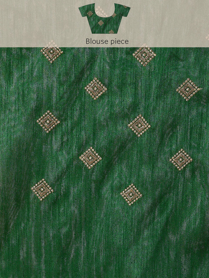 Grey Taupe Brasso Self Design Saree With Geometrical Weave pattern