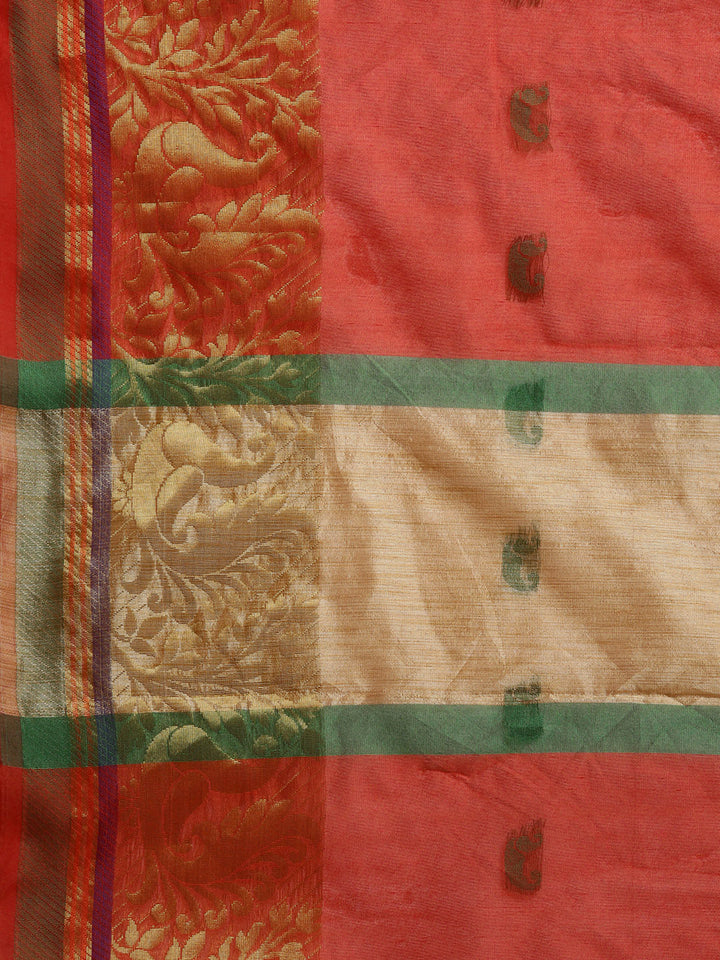 Chanderi Silk Saree with Zari Woven Peacock Pattern