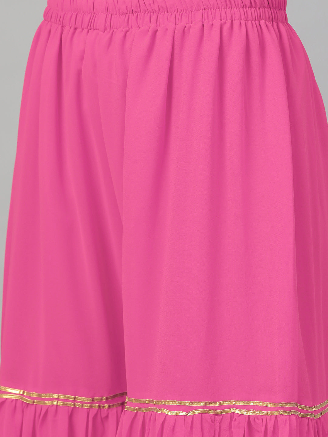 Made to Measure Pink Embellished Kurta Set With gota patti embroidery and tiered sharara