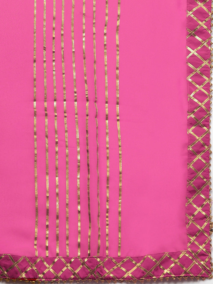 Made to Measure Pink Embellished Kurta Set With gota patti embroidery and tiered sharara