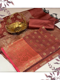 Maroon Woven Festive Suit