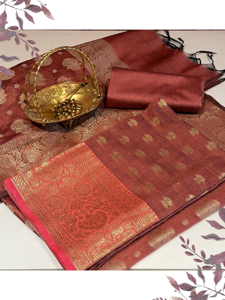 Maroon Woven Festive Suit