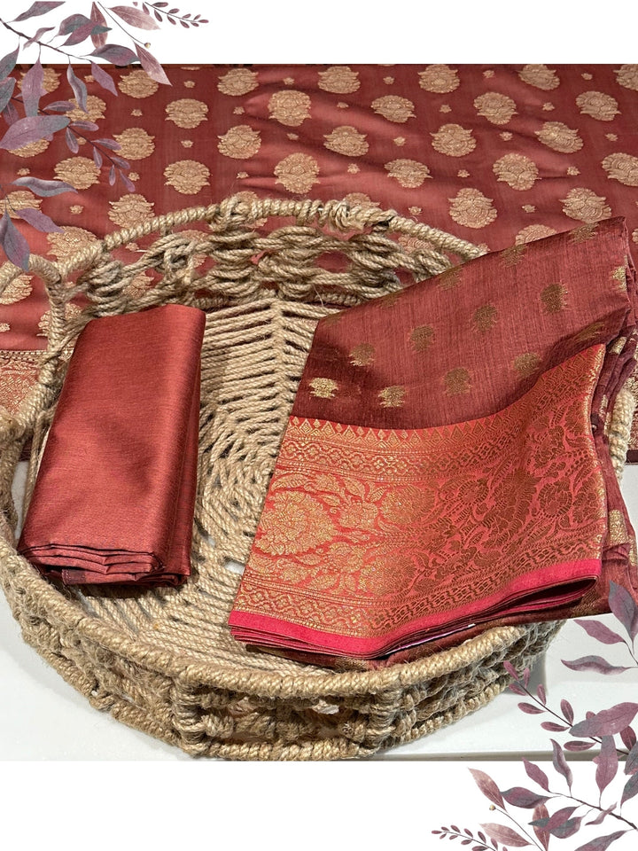 Maroon Woven Festive Suit