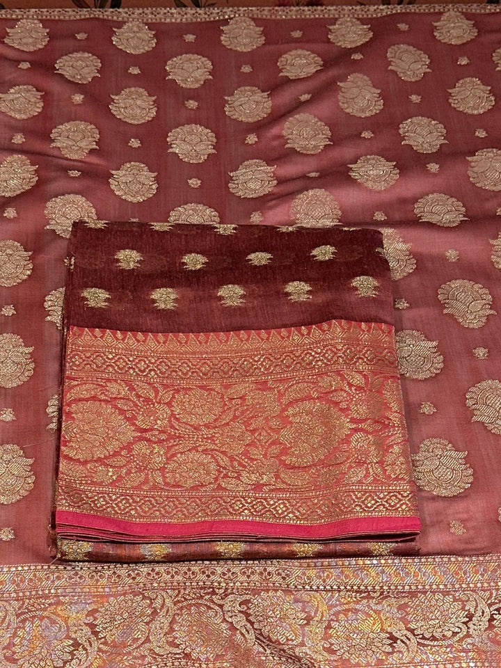 Maroon Woven Festive Suit